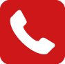Telefon-Icon, weißer Hörer auf rotem Quadrat
